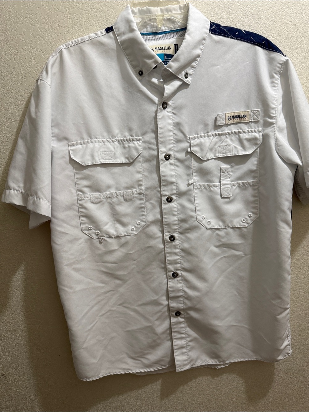 Magellan Outdoors Men's Short-Sleeve Button-Down Fishing Shirt - White
